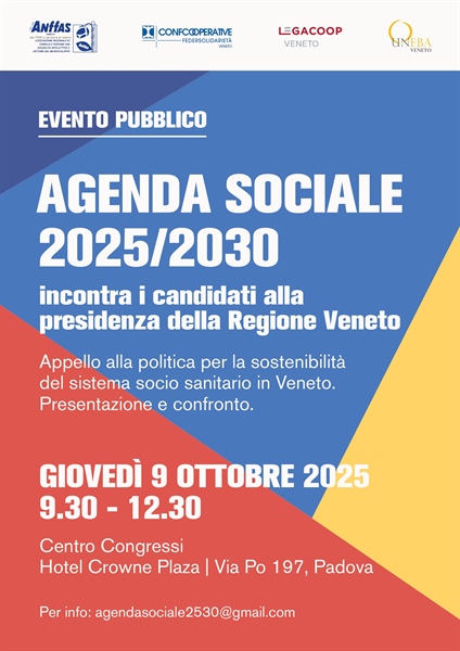 AGENDA SOCIALE 2025/2030: Confcooperative e Terzo Settore incontrano i candidati alla Presidenza della Regione Veneto