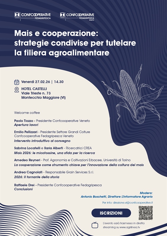 Mais e cooperazione 2026: a Montecchio Maggiore il convegno sulla filiera agroalimentare